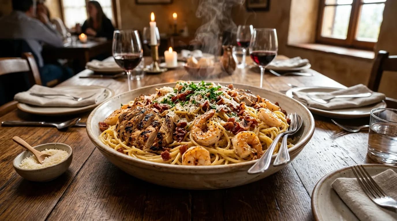 Chicken and Shrimp Carbonara (Serves 4 - 6)