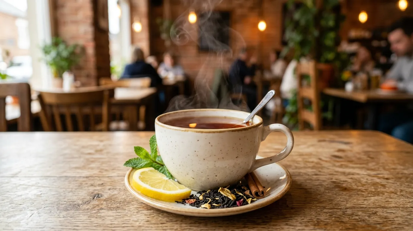 Olive Garden Hot Tea non-alcoholic beverage dish prepared with selection hot tea varieties served honey lemon