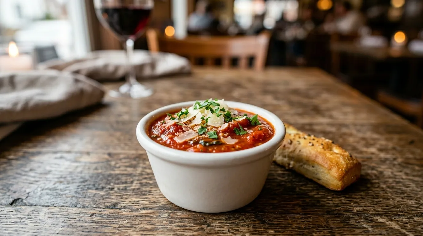 Olive Garden Tomato Dip appetizer dish prepared with popular shareable italian appetizer from olive garden made