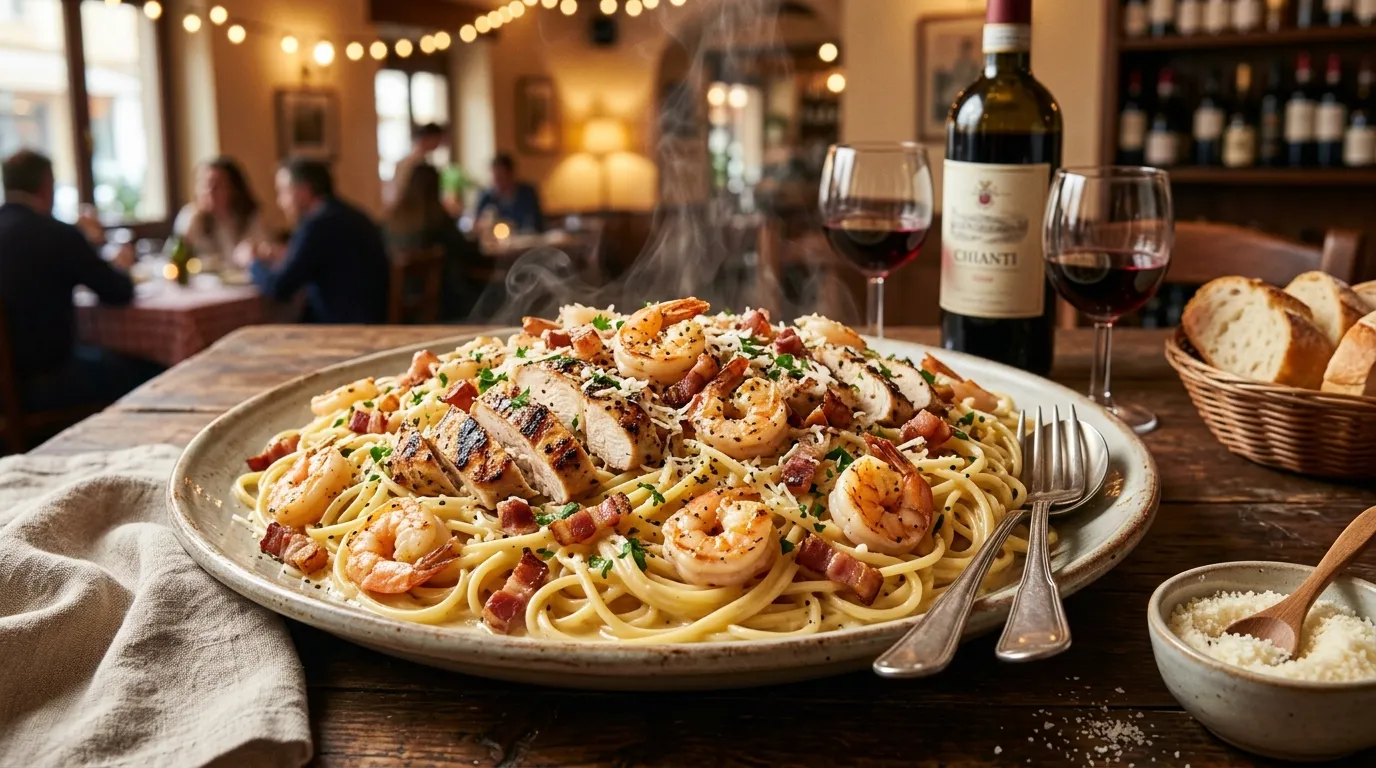 Chicken and Shrimp Carbonara Chicken and Shrimp Carbonara
